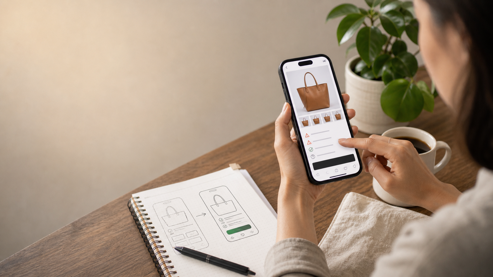 Merchant reviewing a mobile Shopify product page for buying friction