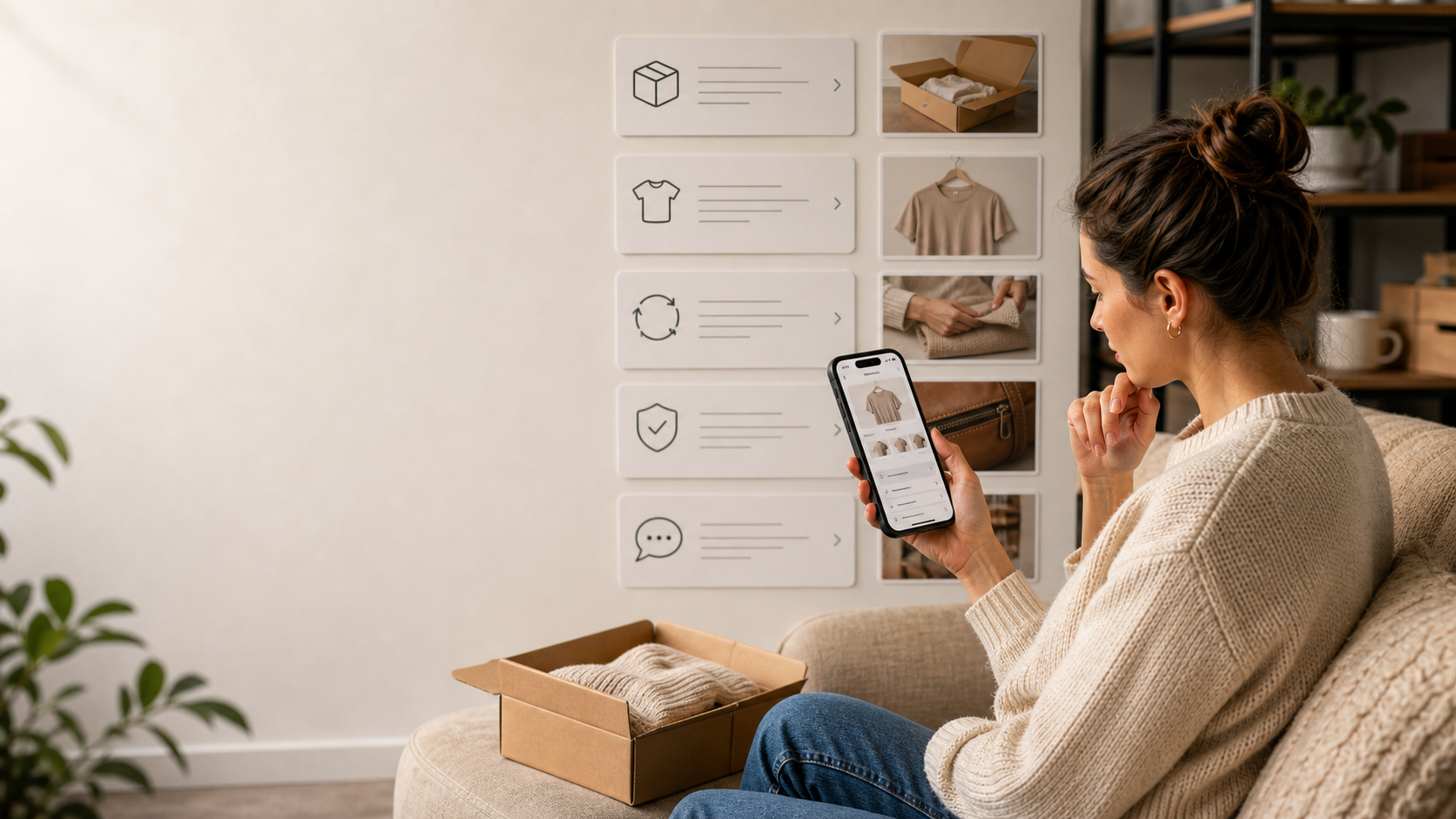 Buyer question and answer content organized as part of a product decision flow