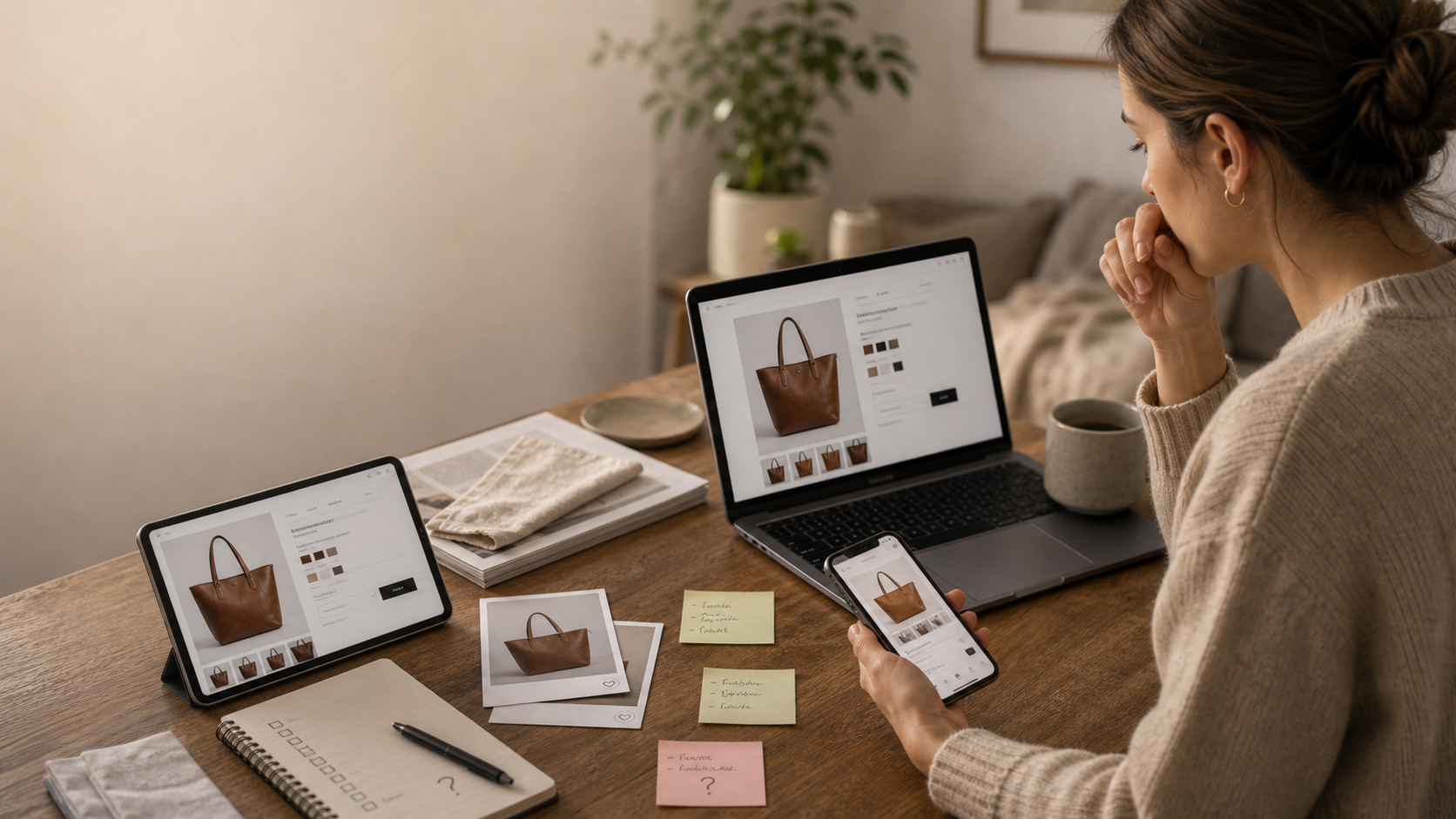 Buyer evaluating a Shopify product multiple times before purchasing